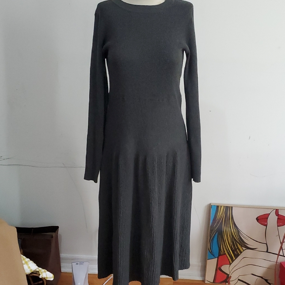 Chic Long Sleeve Gray Dress